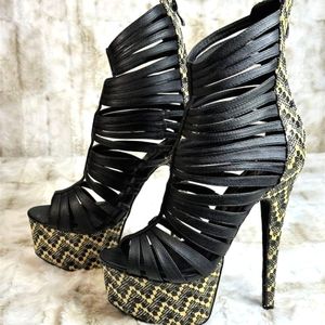 Nelly Bernal Dramactics Black Multi 7" Stiletto Heel